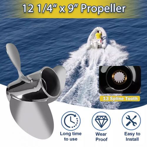 PROP 11 3/8x14 Stainless steel Outboard Propeller for Suzuki 35-65HP 13 Tooth RH, US $176.59, image 7