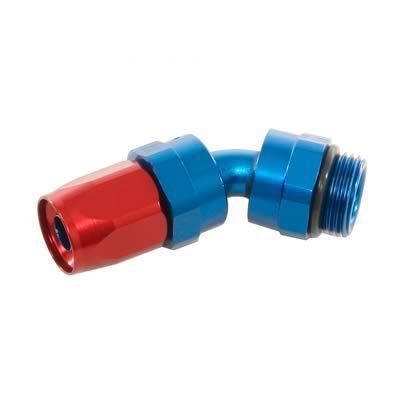 Russell full flow hose end -8 an swivel male threads 45 degree 612420