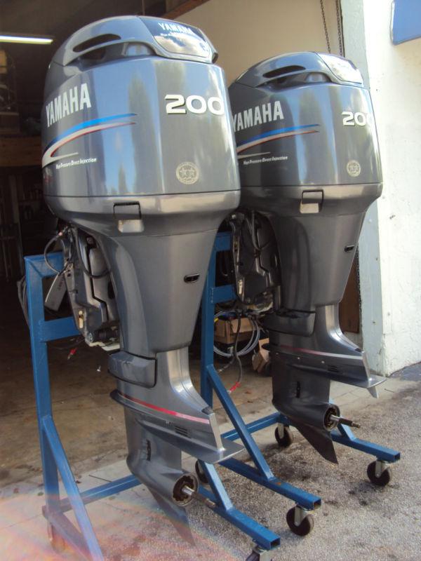 Twin 2002 yamaha 200hp hpdi outboard motors with a 25in shaft  with only 353 hrs
