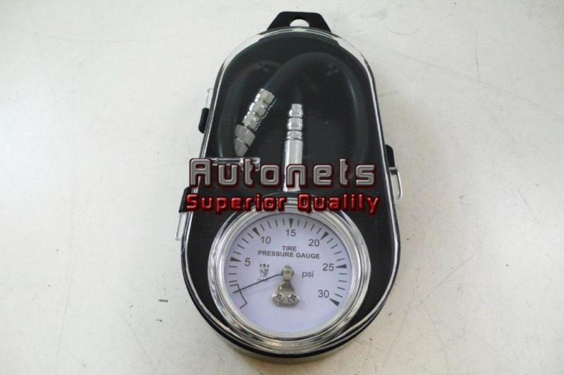 High performance tire air pressure gauge 0-30 psi 2" quick bleed valve 12" hose