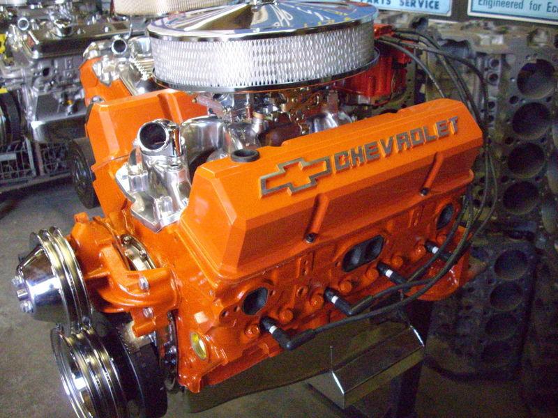 Chevy-383 440 hp 4 bolt crate engine turn key orange gm  high performance 5dwrh