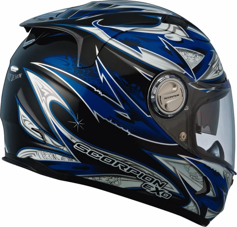 Scorpion exo-1100 street demon street helmet - blue - lg