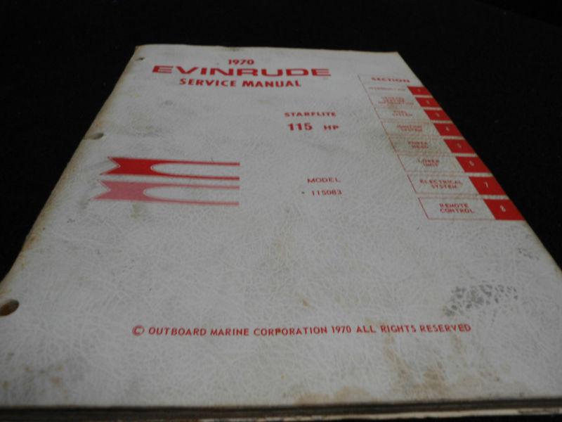 Original factory 1970 service manual # item_4691 evinrude 115hp outboard boat 