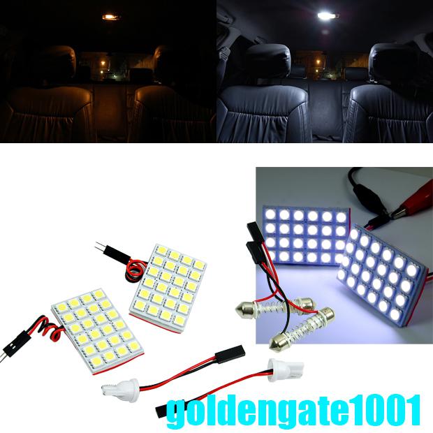 24 smd led wedge bulb lamp dc t10 light interior bright white light panel 5000k
