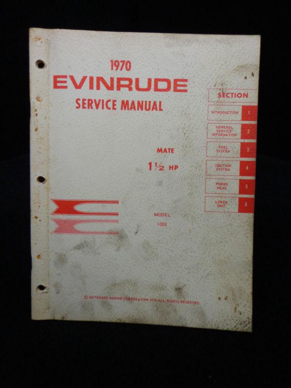 1970 service manual #4681 evinrude 1.5 hp,1.5hp mate outboards 1002