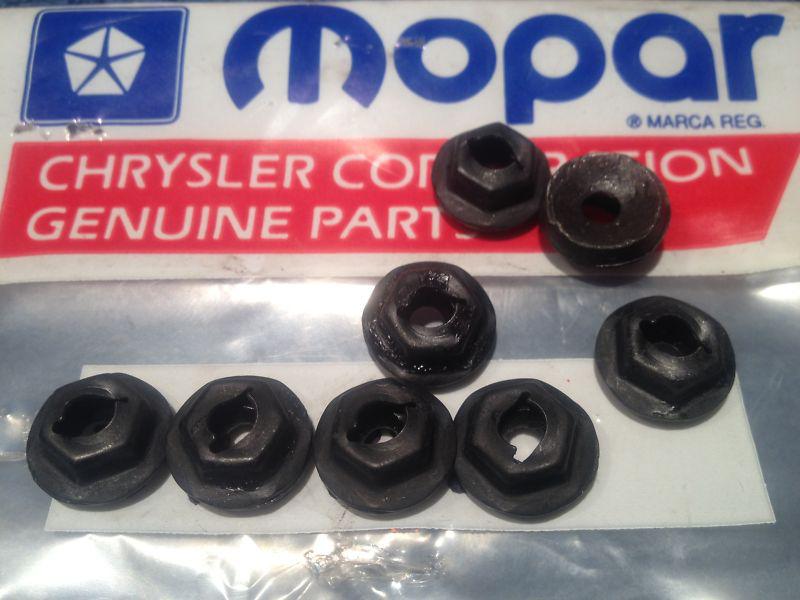 Mopar 62-74 (8) emblem,mldg nuts 3/16" cuda,challenger,roadrunner,demon,charger