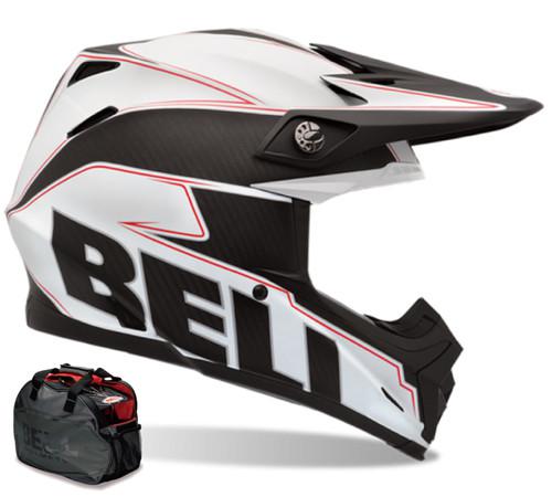 Bell moto-9 carbon emblem white/black/red medium dirt atv mx motorcycle helmet