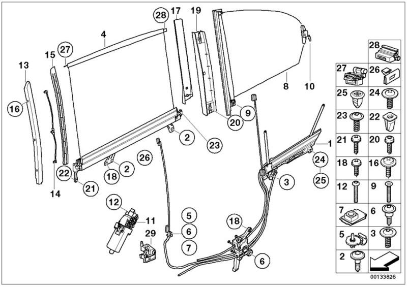 Bmw  e66 750li 760li 750li left rear door sun blind brush cable unit 51167013095