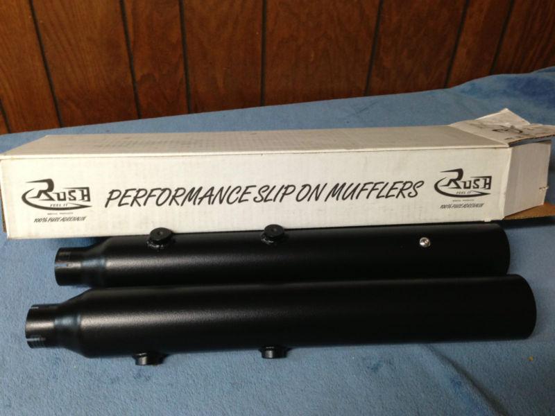 Nib rush performance black slip on mufflers.  part # 25313-175 softail models