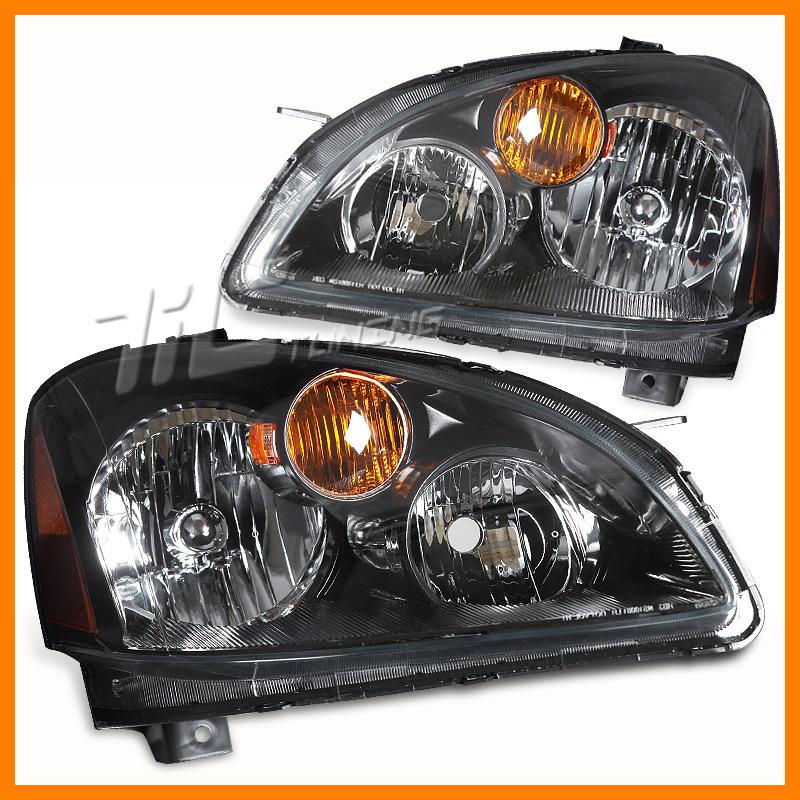 02-04 nissan altima sedan black headlights w/amber reflector driver+passenger