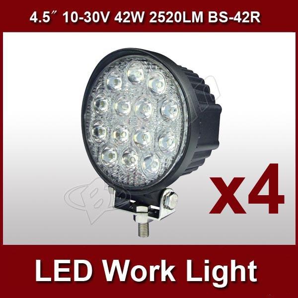 4pcs 10-30v 42w 2520lm led off road driving work light suv atv jeep boat lamp