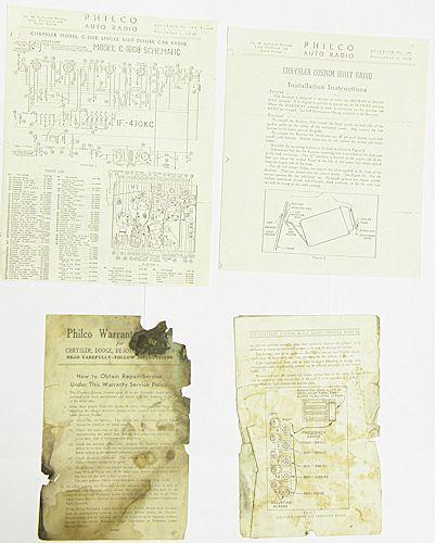 1939 chrysler philco radio installation, troubleshoot and repair documents, copy