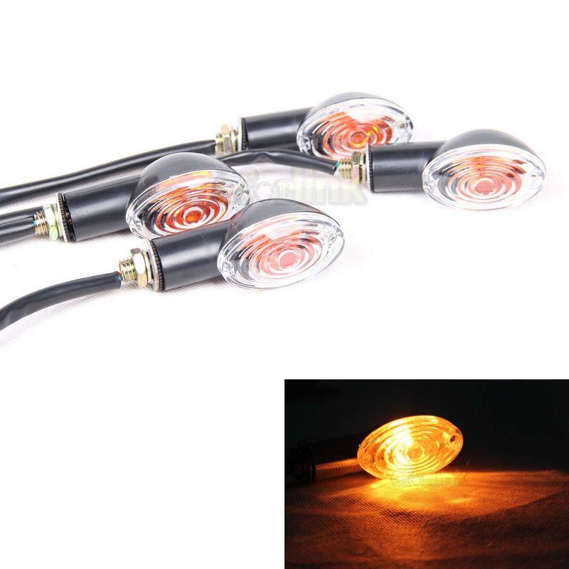 4x 12v amber motorcycle motorbike turn signal light indicator lamp universal .