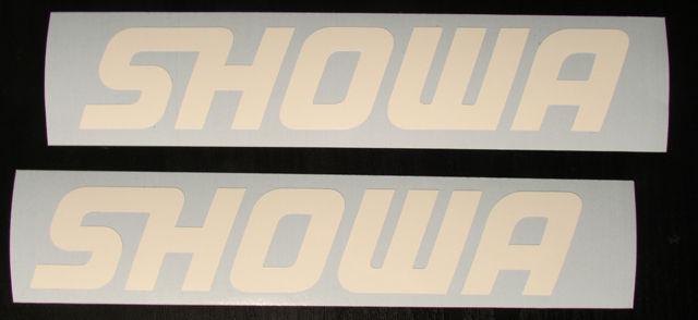 Gloss white 8" showa vinyl sticker decal! (2) suzuki / yamaha / honda / kawasaki
