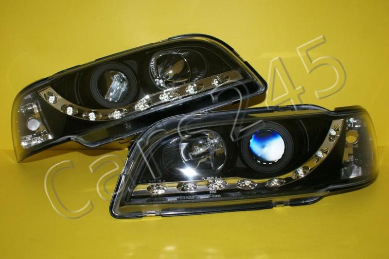 Volvo s40 v40 black front lamps headlights drl led left + right pair 1996-1998