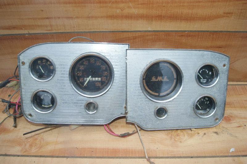 1955-1959 gmc original chrome guages / dash panels