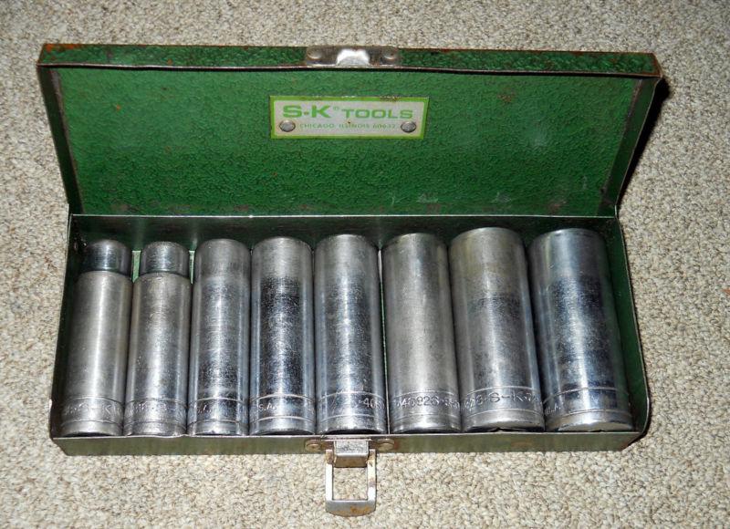 Sk tools deep socket set of 8 in metal case 1/2 dr