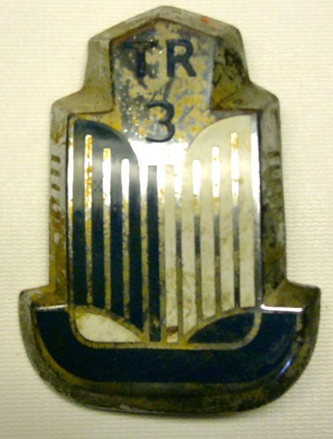 Original triumph tr3 emblem antique genuine badge blue white 