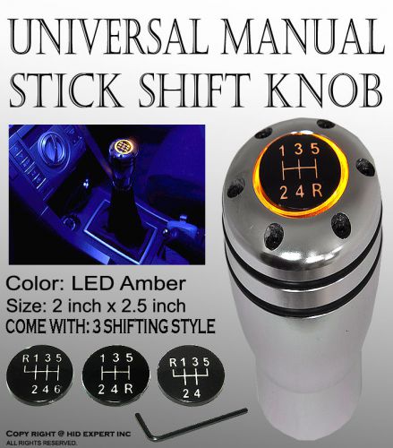 Icbeamer led yellow light shift knob gear lever manual car aluminum si az8581