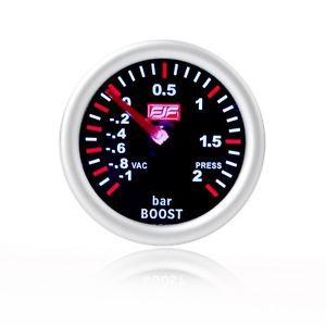New 2" 52mm silver tinted shell -1~2 bar boost car smoke boost gauges meters