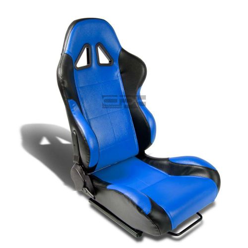 2 x blue/black pvc leather sports racing seats+universal sliders passenger side