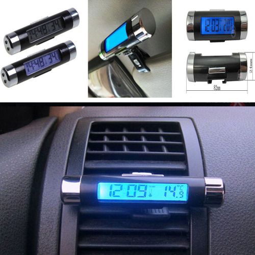 New 1 pcs car air vent clip-on digital led backlight thermometer celsius clock