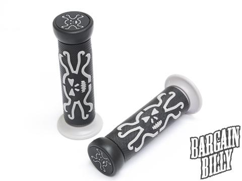 Suzuki quad atv eiger ltz ozark vinson skull hand grips gray bones rubber grip