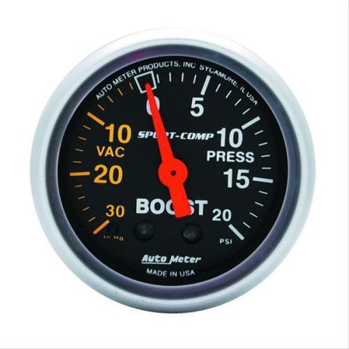 Autometer sport-comp mechanical boost/vacuum gauge 2 1/16&#034; dia black face 3301