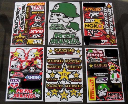 Racing decal dirt bike motocross motorcycle atv helmet car star sticker 6 sheets