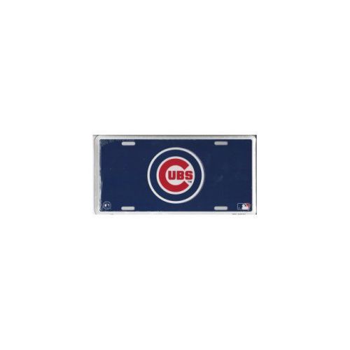 Cubs on dark blue classic metal auto tag embossed - qri5302m