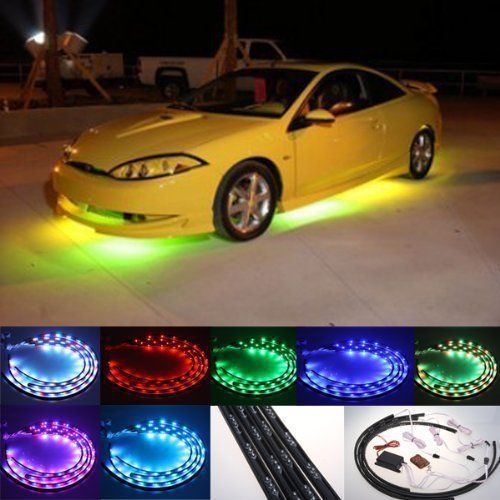 Sound activated 7 color led under car glow underbody lights 36 x 2 &amp; 24 2 remote