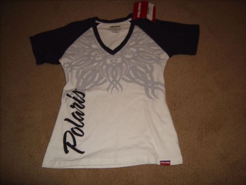 Oem polaris womens t-shirt superior navy white v-neck size medium new