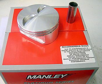 591530-8 manley forged flat top pistons 4.030 bore 5.7 rod sb chevy gas ported
