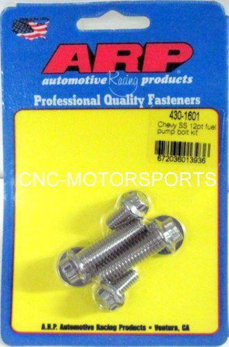 Arp fuel pump bolt kit 430-1601 chevy stainless 300 12 point head