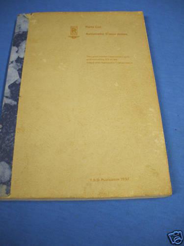 Rolls royce,bentley,transmission parts book prior 1963