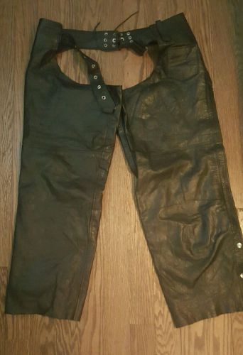 Nice thick black genuine barney's leather motorcycle biker chaps sz 4xl