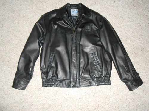 Built ford tough black leather bomber style jacket coat from dealer size men's l