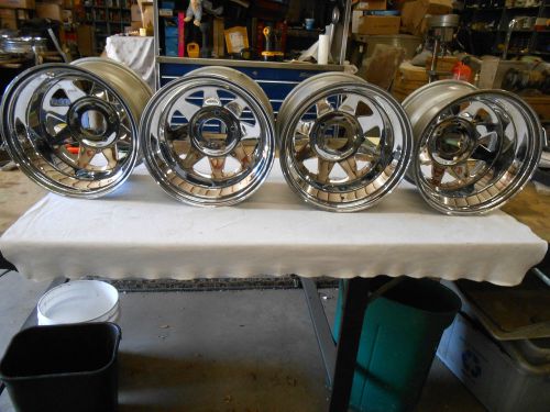 15&#034; x 10 &#034; vintage nos keystone  chrome wagon wheel / rim   set of four