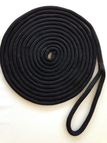 5/8"x 30 feet black double braid nylon rope dock line