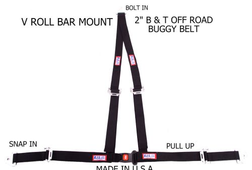 Rjs racing 2" buggy off road seat belt 3 point b&amp;t v harness black snap 4000201