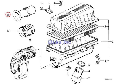 Bmw genuine suction silencer/filter cartridge intake manifold e34 13711714362