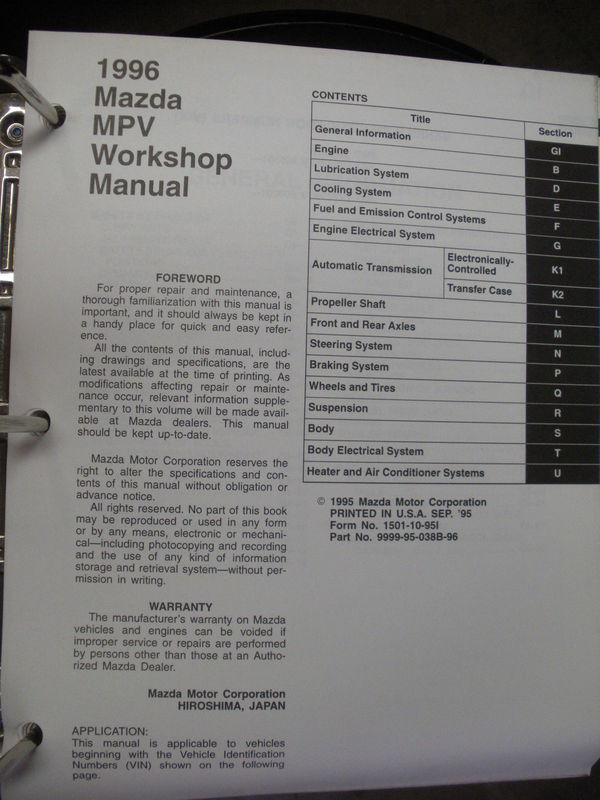 1996 mazda mpv workshop manual