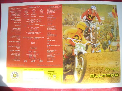 Bultaco pursang mk7, 125-250-360, photocopy factory sales brochure,original size