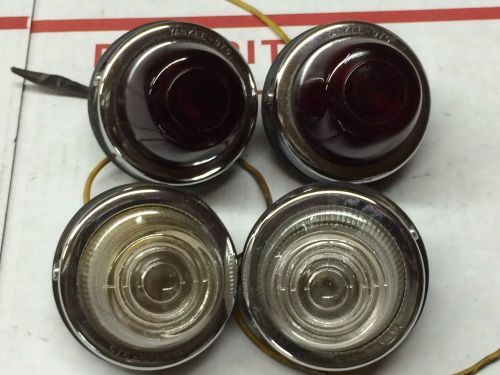 Set yankee vintage red clear glass lens turn lights truck travel trailer signals