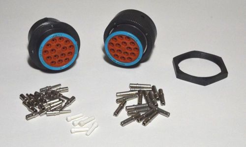 Deutsch hdp20 16-pin genuine bulkhead connector &amp; ring kit, 12 awg contacts