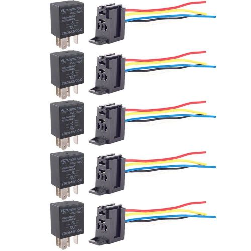 E support car relay 12v 30a spdt 5pin socket pack of 5 30a 5pin spdt
