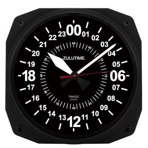 New trintec 24 hour clock 10&#034; black military zulu time  instrument clock