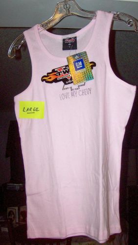 Pink large 'love my chevy' rhinestone womens tanktop new!!