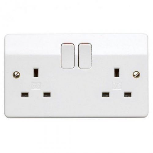 Purchase MK Double Plug Sockets K2747 WH 13A 2G DP Switch Socket in