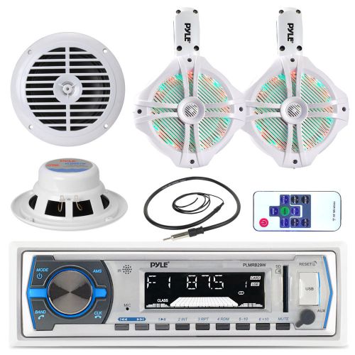 6.5&#034; led marine speakers,6.5&#034; speakers,marine antenna, pyle bluetooth usb radio